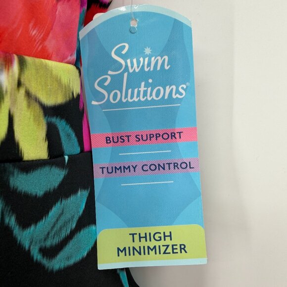 Swim Solutions Plus Floral V-Neck Swimdress Bust Support Tummy Control 18W NWT - Picture 12 of 14